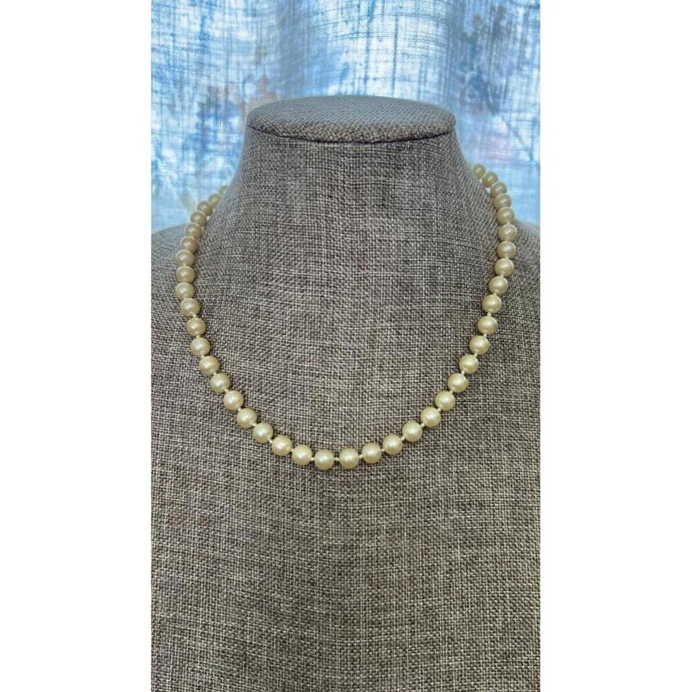 Avon Cream Faux Pearl Necklace with Gold-Tone Clasp